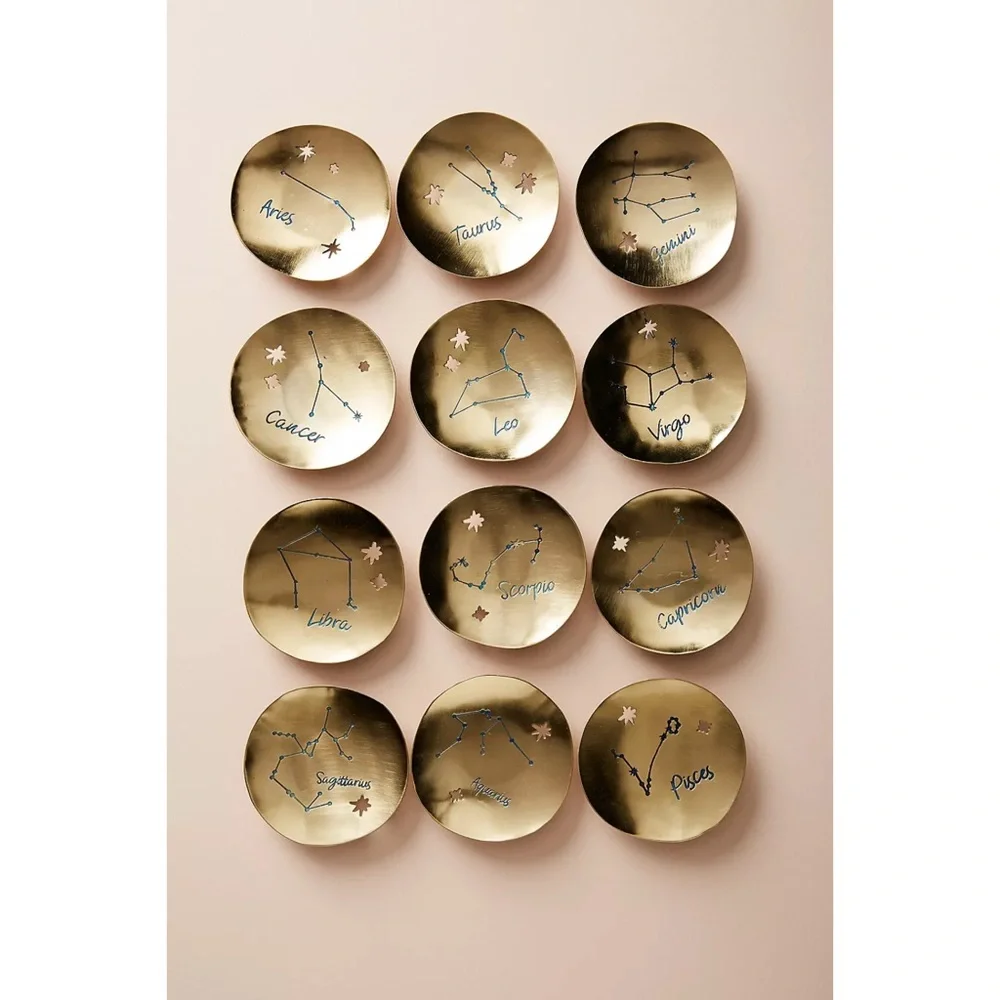 Anthropologie Hammered Zodiac Steel Trinket Dish- Libra